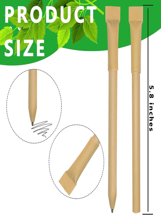 lyforx 100pcs Kraft Paper Barrel Writing Pen Eco-Friendly Pens Cardboard Pens Black Ink - Image 2